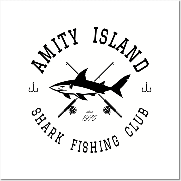 Amity Island Shark Fishing Club Wall Art by AngryMongoAff